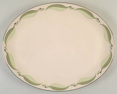 Valinda Leaf Light Green (Rim & Coupe) 16" Oval Serving Platter