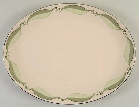 Valinda Leaf Light Green (Rim & Coupe) 14" Oval Serving Platter