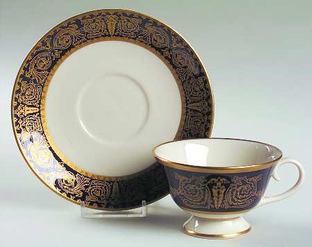 Vienna Cobalt Blue Footed Cup & Saucer Set