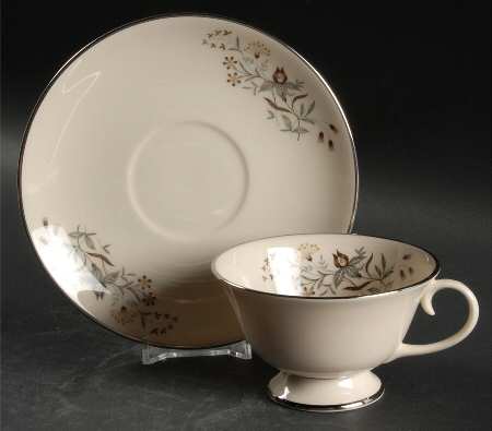 Woodsong No Color Band (Coupe) Footed Cup & Saucer Set