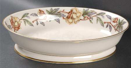 Woodrose No Color Band (Gold Trim, Rim) 10" Oval Vegetable Bowl