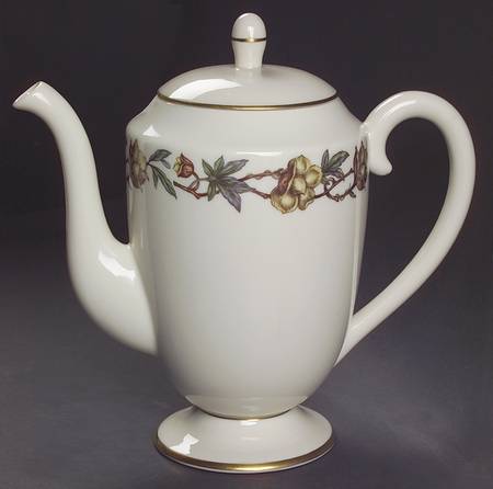 Woodrose No Color Band (Gold Trim, Rim) Coffee Pot & Lid