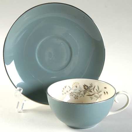 Woodsong Peacock (Rim & Coupe) Flat Cup & Saucer Set