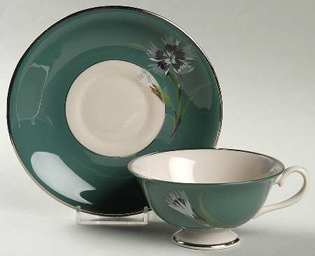 Emerald Carnation Footed Cup & Saucer Set