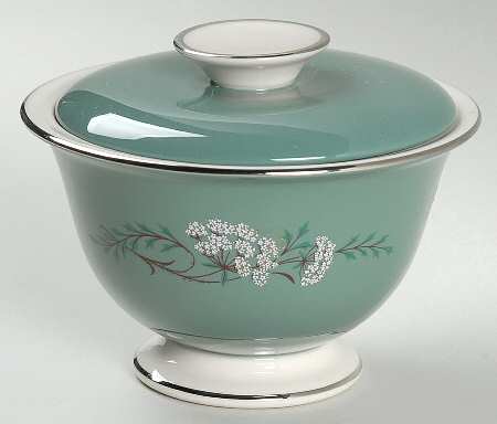 Queen's Lace Green Sugar Bowl & Lid by Fleetwood