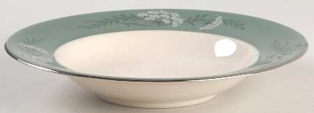 Queen's Lace Green Rim Soup Bowl
