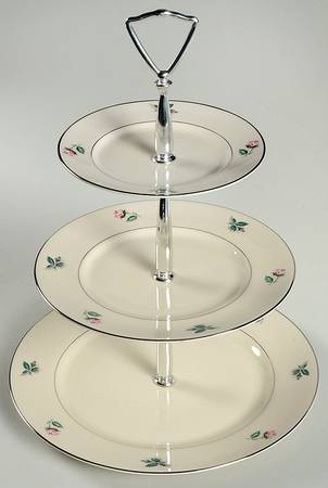 Sweetheart Rosebud 13 7/8"-14 1/4" 3-Tiered Serving Tray(DP,SP,BB) HC