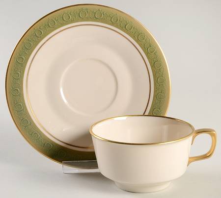 Antique Green Footed Cup & Saucer Set