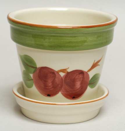 Apple (England Backstamp) 3" Flower Pot & Underplate