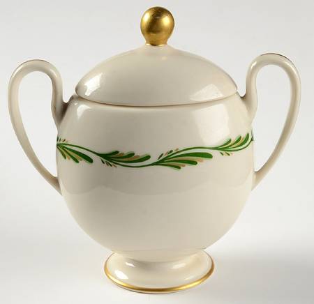 Arcadia Green Sugar Bowl & Lid
