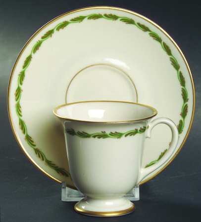 Arcadia Green Footed Demitasse Cup & Saucer Set