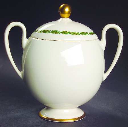 Arcadia Green Sugar Bowl & Lid