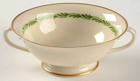 Arcadia Green Footed Cream Soup Bowl