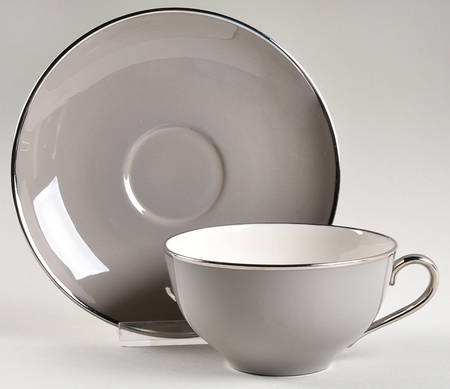 Birchbark (Platinum Trim) 2" Flat Cup & Saucer Set