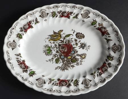 Bouquet (White Background) 12" Oval Serving Platter