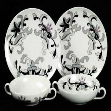 Canton Flat Cream Soup Bowl & Dessert Plate/Saucer Set