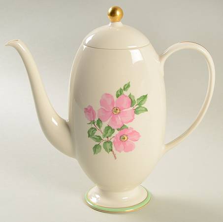 Cherokee Rose Green Band Coffee Pot & Lid