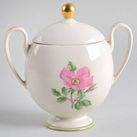 Cherokee Rose Green Band Sugar Bowl & Lid