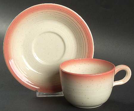 Country Craft Peachy Pink Flat Cup & Saucer Set