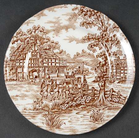 Coaching Days Brown Dessert/Pie Plate by Franciscan