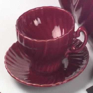 Coronado Burgundy Maroon (Glossy) Flat Cup & Saucer Set