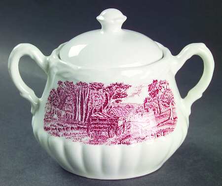 Countryside Red Sugar Bowl & Lid