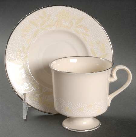 Crinoline (Pale Yellow) Footed Cup & Saucer Set