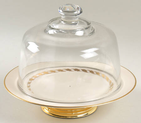 Del Monte 6 1/2"-7 1/2" Footed Cheese Plate w/ Glass Dome HC