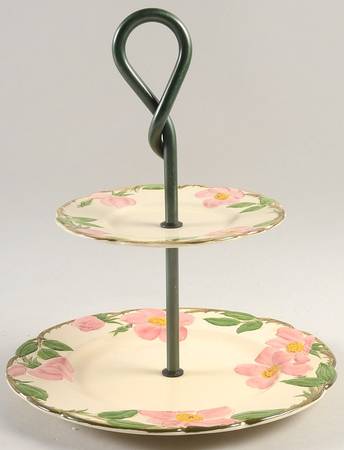 Desert Rose (USA Backstamp) 2 Tiered Serving Tray (Lunch & Bread/Butter Plate)