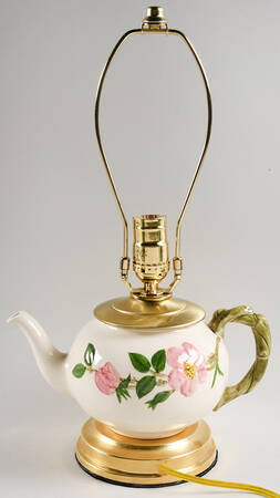 Desert Rose (USA Backstamp) 14 1/2"-15 1/8" Teapot Lamp No Shade  HC