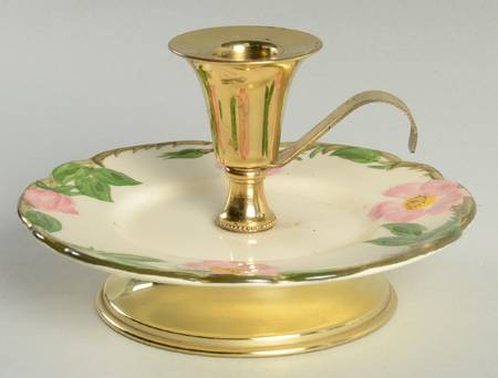 Desert Rose (USA Backstamp) Candlestick Holder, Hld Met, Tin
