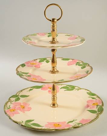 Desert Rose (USA Backstamp) 3-Tiered Serving Tray (DP, SP, BB)