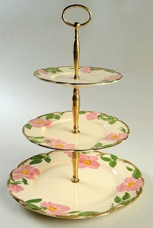 Desert Rose (USA Backstamp) 3-Tiered Serving Tray (DP, SP, BB)