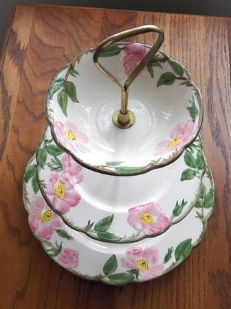 Desert Rose (USA Backstamp) 3-Tiered Serving Tray (DP, SP, FR)