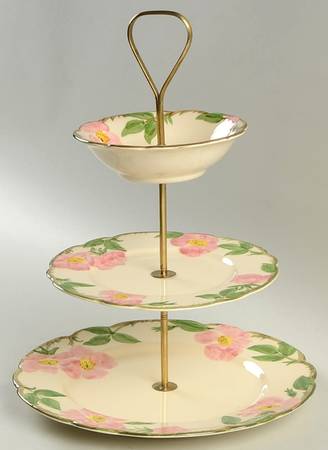Desert Rose (USA Backstamp) 3-Tiered Serving Tray (DP, SP, CERC)