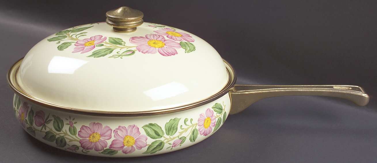 Desert Rose (USA Backstamp) 10" Metal Skillet & Lid
