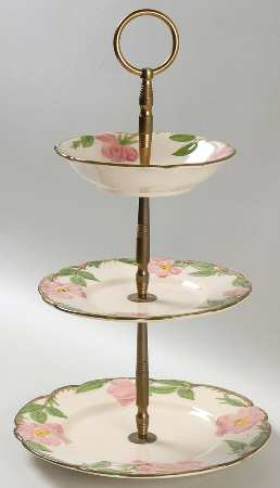 Desert Rose (USA Backstamp) 3-Tiered Serving Tray (SP, BB, FR)