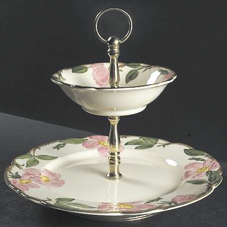 Desert Rose (USA Backstamp) 2 Tiered Serving Tray (Dinner Plate & Cereal Bowl)