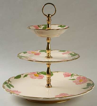 Desert Rose (USA Backstamp) 3-Tiered Serving Tray (CH, SP, FR)