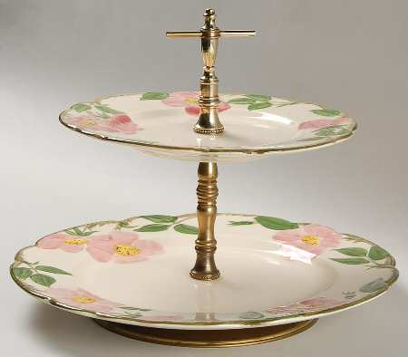 Desert Rose (USA Backstamp) 2 Tiered Serving Tray (Dinner & Salad Plate)
