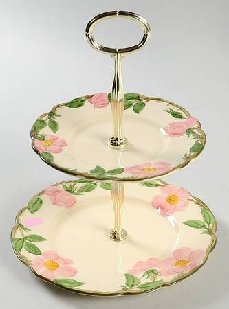 Desert Rose (USA Backstamp) 2-Tiered Serving Tray (Salad & Bread/Butter Plate)