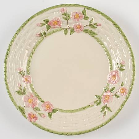 Desert Rose (England and Portugal Backstamp) Dinner Plate w/Basketweave Border