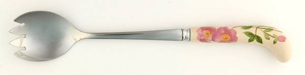 Desert Rose (England and Portugal Backstamp) Salad Serving Fork with Stainless Prongs