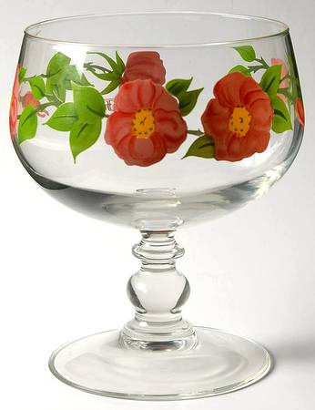 Desert Rose (England and Portugal Backstamp) Glassware Footed Dessert