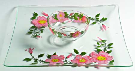 Desert Rose (England and Portugal Backstamp) Glassware Chip and Dip, Plate Only