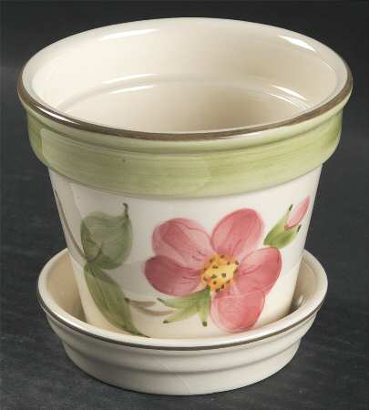 Desert Rose (England and Portugal Backstamp) 3" Flower Pot & Underplate
