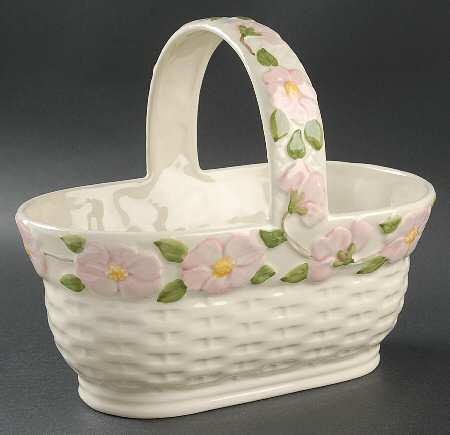 Desert Rose (England and Portugal Backstamp) Medium Basket with Handle