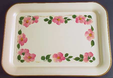 Desert Rose (England and Portugal Backstamp) 17" Metal Rectangular Tray