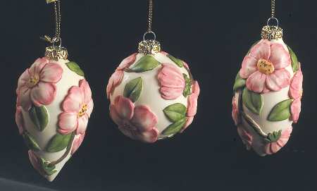 Desert Rose (England and Portugal Backstamp) Set of 3 Motif Ornaments