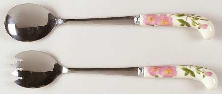 Desert Rose (England and Portugal Backstamp) (2 Piece) Salad Set with Stainless Bowl